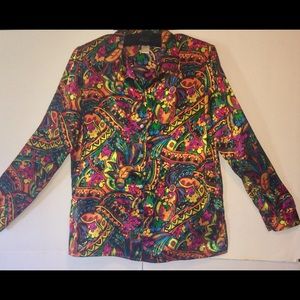 Vintage fantastic JORDAN blouse w/ shoulder pads b